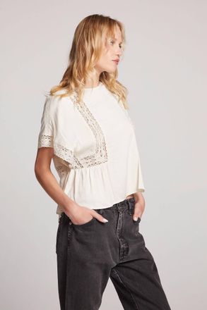 Chaser Petal Short Sleeve Top In Stary White