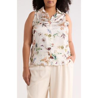 Elie Tahari Sleeveless Button-Up Top in Botanical Fleur at Nordstrom Rack, Size 1 X