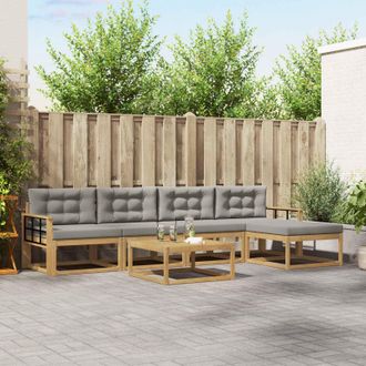 vidaXL Vidaxl Set Di Divani Da Esterno 6 Pz 5-posti Bianco E Grigio Chiaro