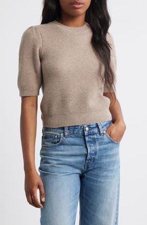 Madewell Puff-Sleeve Textured Sweater in Heather Ashwood at Nordstrom Rack, Size Medium