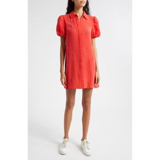 Alice & Olivia Jem Puff Sleeve Shirtdress in Bright Poppy at Nordstrom, Size X-Small