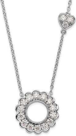 Diamond2Deal 14K White Gold 3/4 Ct Lab Grown Diamond Heart and Circle Necklace 18 Clarity VS, Color G-H