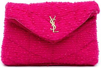 Saint Laurent Pre-owned Clutches, female, Pink, Size: ONE SIZE Pre-owned Vintage Textured Envelope Clutch