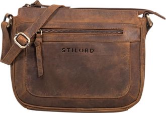 STILORD Philine Womens Brown Leather Crossbody Bag Small Shoulder Handbag Vintage Genuine Leather Shoulder Bags Adjustable Strap Anti Theft Compartment Everyd