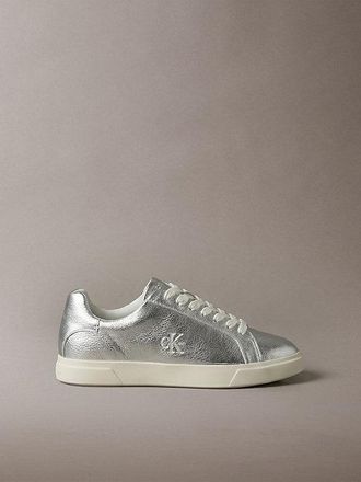 Calvin Klein Zapatillas De Piel Con Logo Distintivo Met&aacute;lico