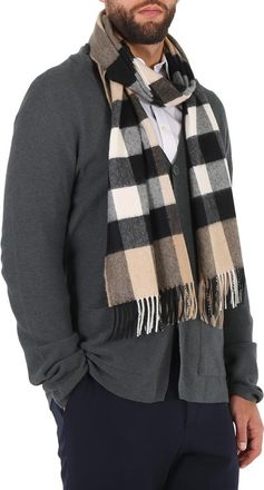 Burberry Archive Beige Half Mega Check Cashmere Scarf