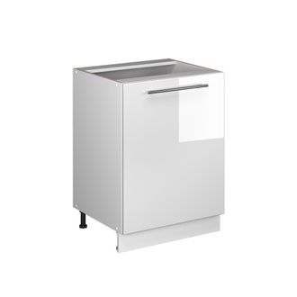 Vicco Mueble Bajo De Cocina Fame-line, Blanco Alto Brillo/blanco, 60 Cm 1 Puerta Sin Encimera, Vicco