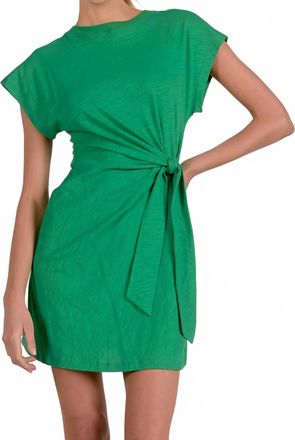 Elan Side Tie Mini Dress In Green