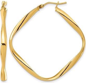 Diamond2Deal 14K Yellow Gold Twisted Square Shape Hoop Earrings