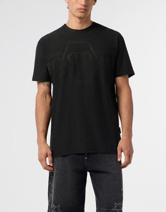 Philipp Plein Round Neck T-Shirt Jacquard Hexagon Line Men in Black at Nordstrom, Size Xxx-Large