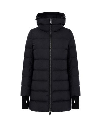 Herno Black Long Hooded Nylon Down Jacket