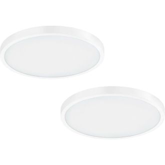 Loops 2 PACK Wall / Ceiling Light White 400mm Round Surface Mounted 25W LED 3000K