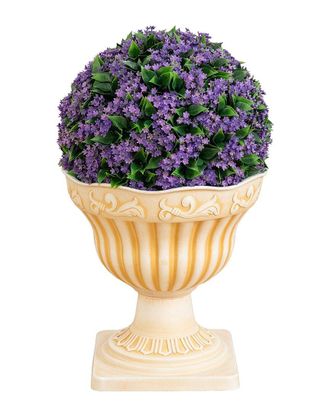 Nearly Natural 22In Uv-Resistant Artificial Flowering Ball Topiary In Decorative Urn Planter (Indoor/Outdoor)