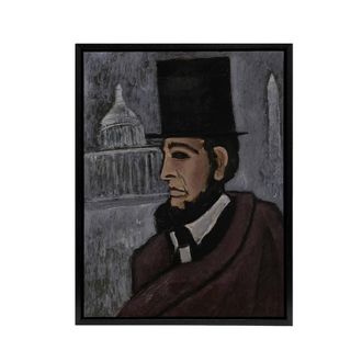 Artery8 Weary of the Truth Abraham Lincoln Hartley Black Framed Canvas Art in Grey | Size: W24 x H32