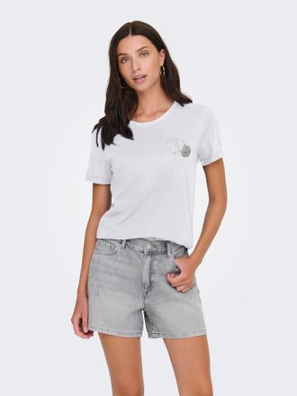 Only Kurzarmshirt ONLY ONLKITA LIFE LUX ICON S/S PRINT TOP JRS, Damen, Gr. XL, hellwei&szlig; detail:hearts at chest, Jersey, Obermaterial: 100% Baumwolle, bedru