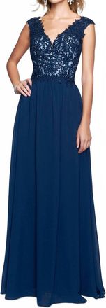 Nina Canacci Long Formal Evening Dress In Navy