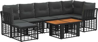 vidaXL Conjunto De Sof&aacute;s De Jard&iacute;n 8 Uds. Negro Y Gris Oscuro Vidaxl