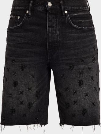 Purple Men & apos;s P059 Beaded Monogram Shorts