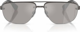 Burberry Light Grey Mirror Silver Rectangular Mens Sunglasses BE3164 13166G 62