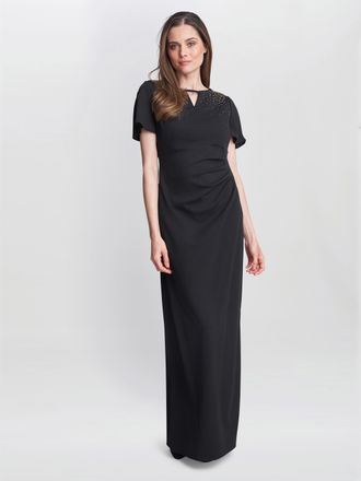 Gina Bacconi Womens Betsy Maxi Dress With Keyhole Neck - Black - Size 18 UK