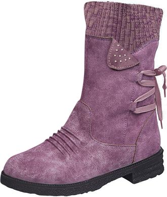 Generic Womens Snow Boots Winter Waterproof Ankle Booties Fashion Wide Fit Side Zipper Warm Plush Faux Fur Lined Comfortable Non-Slip Walking Boot Outdoor Lig