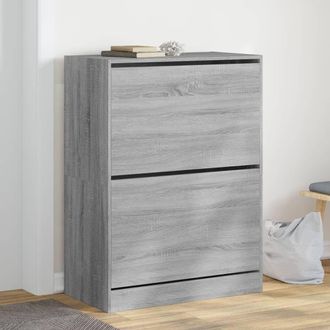 Berkfield Home Shoe Cabinet with 2 Flip-Drawers Grey Sonoma 80x42x108 cm | Size: 80 x 42 x 108 cm