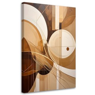 Feeby Cuadro Sobre Lienzo, Formas Abstractas En Tonos Marrones, 80x120