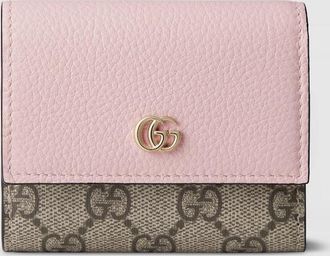 Gucci Bi-color GG Marmont Mini Wallet, Pink, Leather