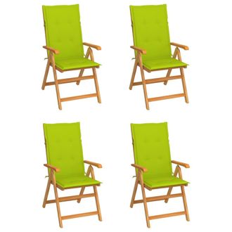 vidaXL Vidaxl - Sillas De Jard&iacute;n 4 Uds Madera De Teca Y Cojines Verde Brillante