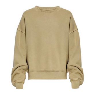 Palm Angels Sweatshirts, male, Green, Size: S Vintage-effect Sweatshirt