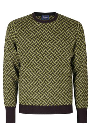 Drumohr Brown Textured Crew Neck Cashmere Sweater