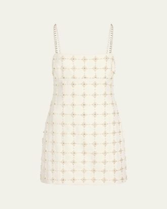 Cinq &agrave; Sept Iris Pearl Crystal Satin Mini Dress