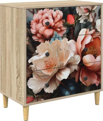vidaXL Cajonera Borne Estampado De Peon&iacute;a Clara 66 X 36,5 X 75 Cm Vidaxl