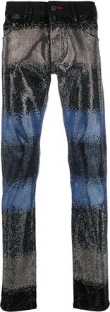 Philipp Plein gradient crystal-embellished jeans - men - Cotton/Cotton/Polyester/Spandex/Elastane - 30 - Black