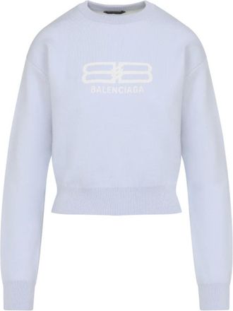 Balenciaga Hoodies & sweatvesten, Dames, Blauw, M, Katoen, Cropped Sweater