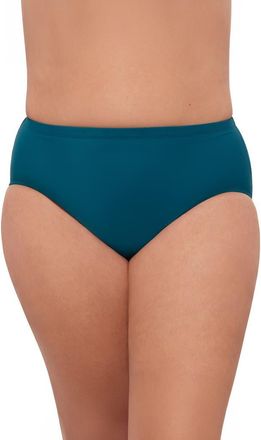 Aqua Green Plus Size Mid Rise Tummy Control Swim Brief in Lagoon at Nordstrom, Size 1X
