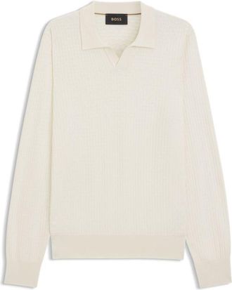 BOSS Knitted-silk sweater with Johnny collar