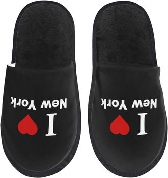 Generic Man Woman Anti-Slip Slippers I Love New York Winter Warm Slippers Retro Spa Hotel Slippers Non Slip Bedroom Slippers For Travel Indoor Gifts L