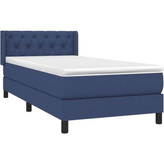 vidaXL Cama Box Spring Con Colch&oacute;n Tela Azul 80x200 Cm Vidaxl