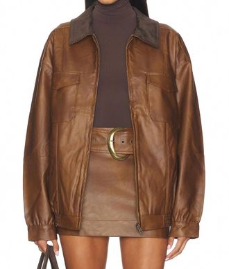 Show me your Mumu Maverick Bomber Jacket In Chestnut Brown