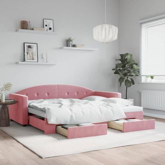 vidaXL Sof&aacute; Cama Nido Con Cajones Terciopelo Rosa 90x200 Cm Vidaxl
