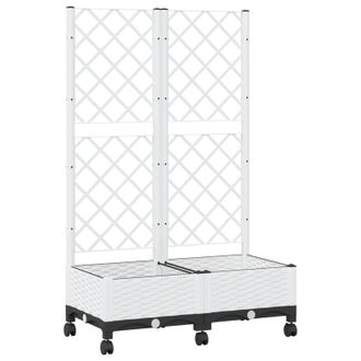 vidaXL Jardinera Con Enrejado Y Ruedas Blanco 80 X 40 X 131,5 Cm Pp Vidaxl
