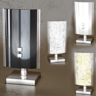 Top-Light Top-light - Abat-jour tp-shadow 1088 p g9 led vetro colorato decorato lampada tavolo comodino moderna interno, vetro foglia argento