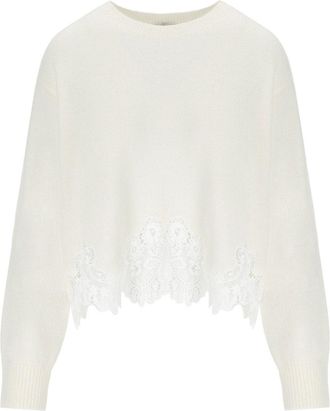 Twin-Set MAGLIONE CON DETTAGLI IN PIZZO BIANCO TWINSET