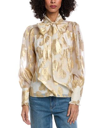 Fate Fate Metallic Fil Coupe Chiffon Blouse