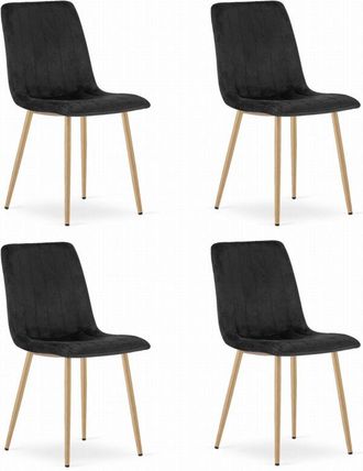 OEM Silla Lava - Terciopelo Negro / Patas Color Madera X 4