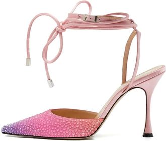Mach & Mach Pumps in raso con strass 100mm - Rosa