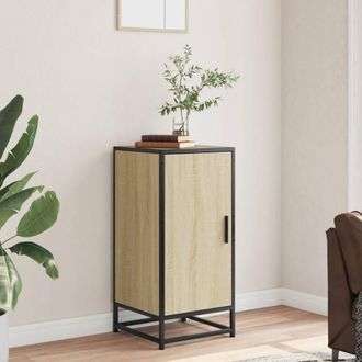 Berkfield Home Sideboard Sonoma Oak 35.5x35x76 cm Engineered Wood & Metal in Light Brown