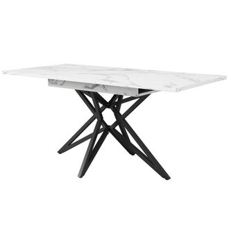 Urban Meuble Mesa de comedor extensible con efecto m&aacute;rmol blanco