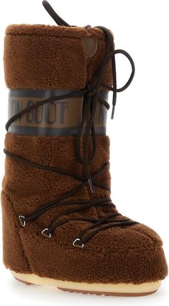 Moon Boot Womens Brown Snow Boots With Maxi Logo Print Acrylic